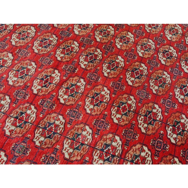 Red Antique Hand-Knotted Tekke Rug from Turkmenistan, 1890s For Sale - Image 8 of 18