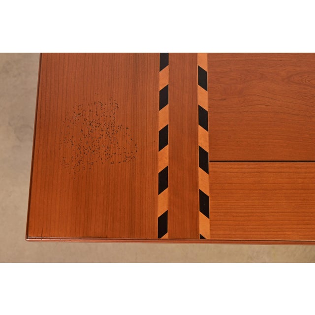 Baker Furniture Italian Provincial Inlaid Cherry Wood Harvest Farm Table, Newly Refinished For Sale - Image 10 of 15