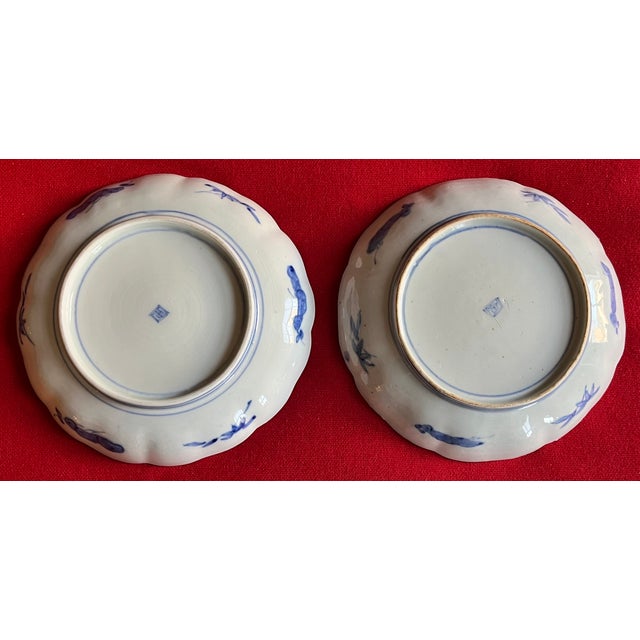 19th Century Antique 19th Century Japanese Meiji Blue & White Porcelain Landscape Plates With a Cottage - A Pair For Sale - Image 5 of 6