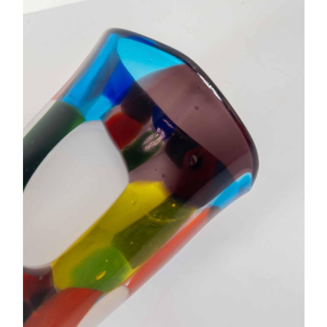 Red Mid-Century Modern Italian Murano Glass Colorful Patchwork Vase For Sale - Image 8 of 11
