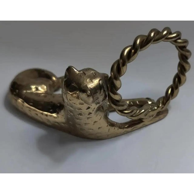 Vintage Ornate Brass Reclining Jaguar Dinner Napkin Holders ~ Set of 12 For Sale - Image 4 of 8