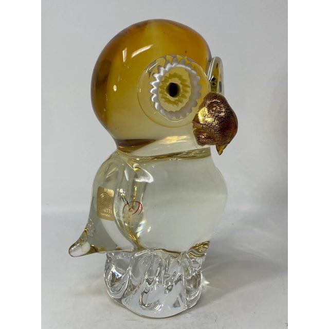 Amber Murano Glass Owl by Zanetti For Sale - Image 4 of 4