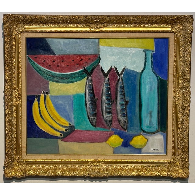 Still life painting by California Bay Area artist Jonathan Taylor, titled 'Tres Pescados'. Framed oil on artist board....