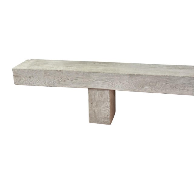 Monumental Teak Wood Bench, Modern Organic, Bleached Finish For Sale - Image 6 of 10