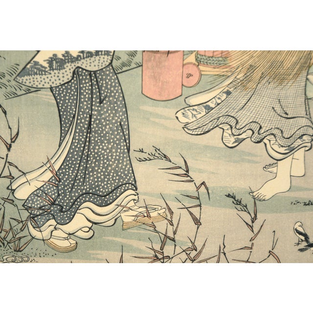 "Plovers at Tamagawa" From "Six Jewel Rivers" - Woodblock Print by Kubo Shunman For Sale In Monterey, CA - Image 6 of 9