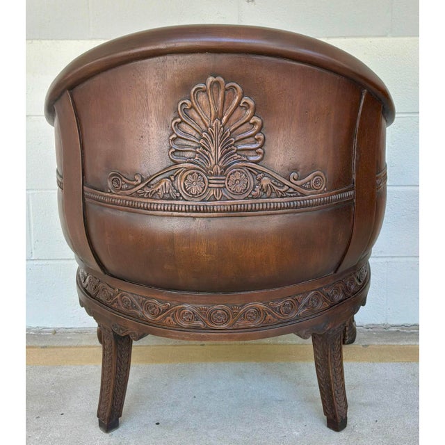 Traditional Baker Furniture Regency Style Cognac Velvet Tub Chairs Pair For Sale - Image 3 of 7