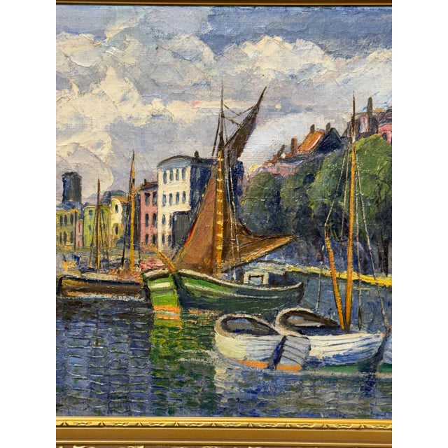 19th Century Oil on Canvas "City Canal" For Sale In Nashville - Image 6 of 7