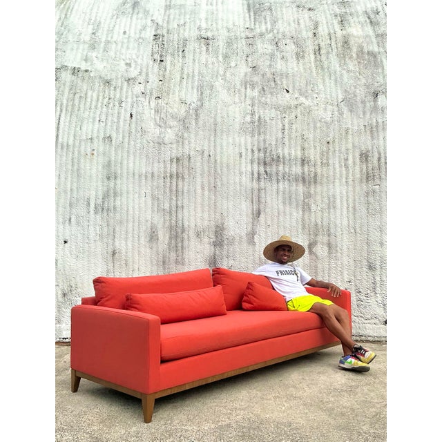 Kravet Vintage Boho Kravet Tuxedo Sofa in Perennials Nailhead For Sale - Image 4 of 12