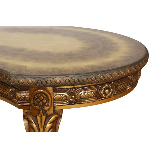 Hollywood Regency Eglomise Giltwood Coffee Table For Sale - Image 4 of 10