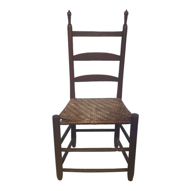Early American Red Painted Cane Seat Ladder Back Chair Chairish