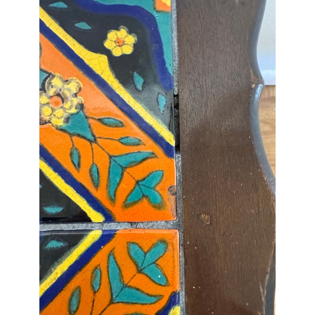 Antique 1920s–30s California Spanish Colonial Revival Tile-Top Side Table | Mission Style Bobbin Legs | Arts & Crafts For Sale - Image 4 of 10