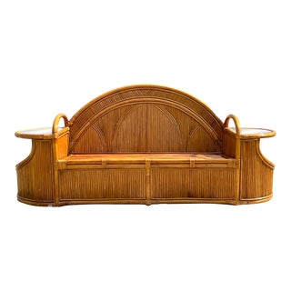 Vintage Coastal Arched Pencil Reed Loveseat For Sale