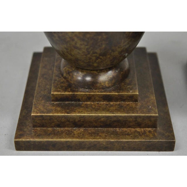 Antique French Art Deco Bronze Fluted Altar Vase W/ Butterfly Moth - A Pair For Sale In Philadelphia - Image 6 of 12
