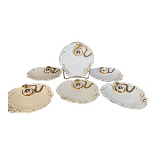 Mid 20th Century Walter Hatches Pocket Watch Dessert Salad Plates- Set of 6 For Sale
