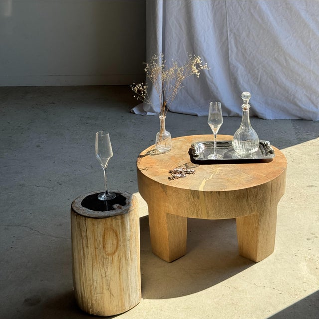 Beige Coffee Table in Natural Mango Wood, 1980s For Sale - Image 8 of 18