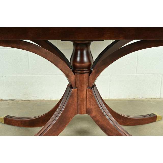 Baker Furniture Style Georgian Mahogany Pedestal Extension Dining Table, Newly Refinished For Sale - Image 10 of 14
