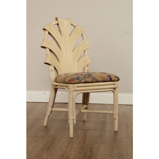 Mid-Century Modern Vintage Rattan Cream Lacquered Dining Chair For Sale - Image 3 of 13