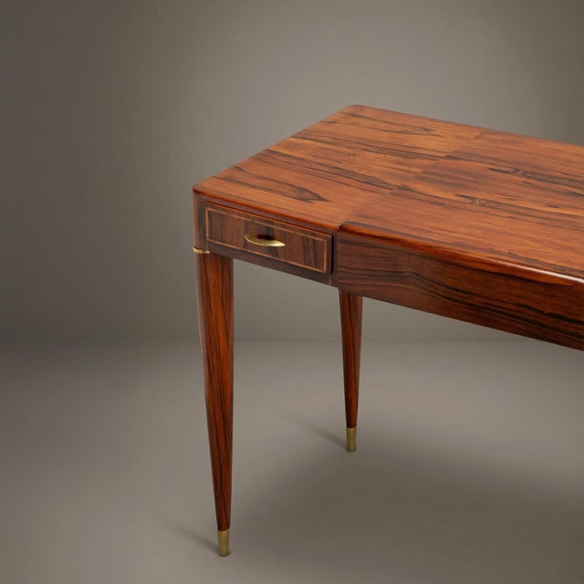 1950s Gio Ponti Style Rosewood Vanity With Brass Accents, Circa 1950 For Sale - Image 5 of 7