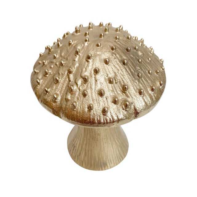 Contemporary Golden Metal Lumpy Bumpy Mushroom Statue For Sale - Image 3 of 7
