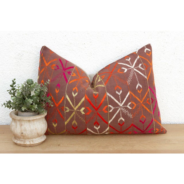 Jalandhar Jewel, Antique Phulkari Lumbar Pillow Cover For Sale In Los Angeles - Image 6 of 6