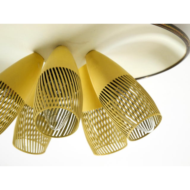 Mid-Century Modern Metal Bag Ceiling Lamp with Round White Reflector, 1950s For Sale - Image 10 of 18