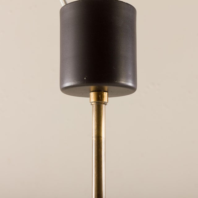 Mid-Century Italian Chandelier in Brass and Teak, 1960s For Sale - Image 10 of 11