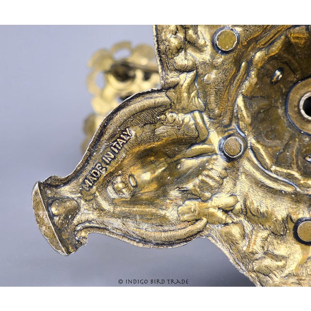 Early 20th Century Antique Italian Ornate Gold Candelabra 5 Arms With Koi Fish and Flower Accents For Sale - Image 5 of 11