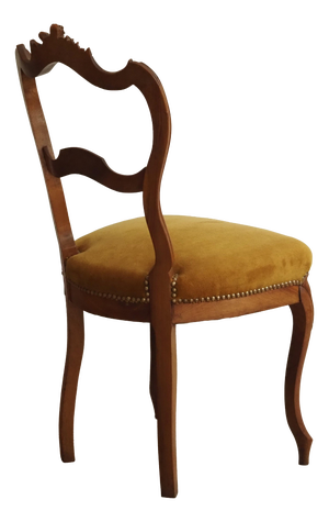 Louis-Philippe Style Chair in Yellow Velvet, 1900