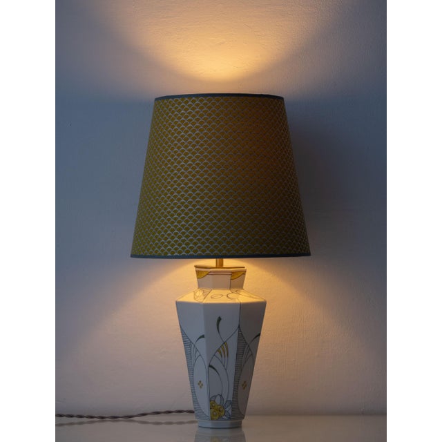 Art Deco Ceramic Table Lamp with New Jacquard Lampshade by Royal Delft For Sale - Image 13 of 18