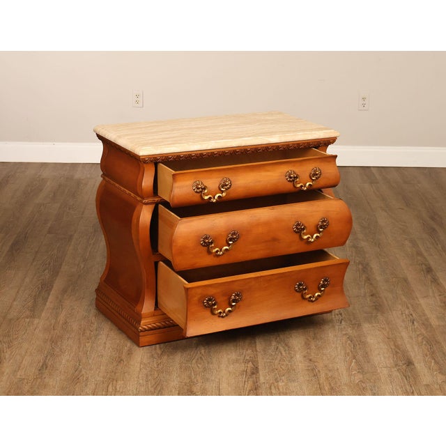 Baroque Century Furniture Baroque Style Marble Top Bombe Chest Of Drawersd For Sale - Image 3 of 18