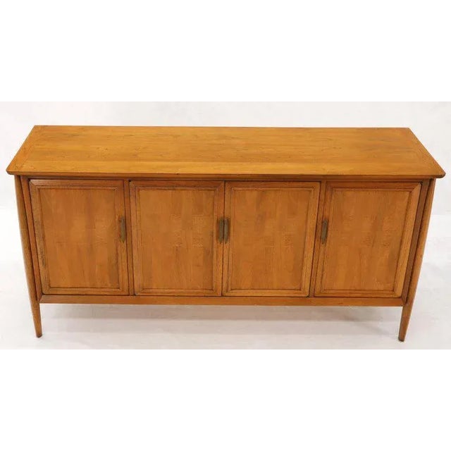 Mid-Century Modern Light American Walnut 4 Doors Credenza Dresser Cabinet For Sale - Image 11 of 11