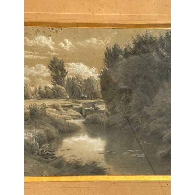 Émile François Michel, Figures by the Water, 1800s, Paper For Sale - Image 4 of 13