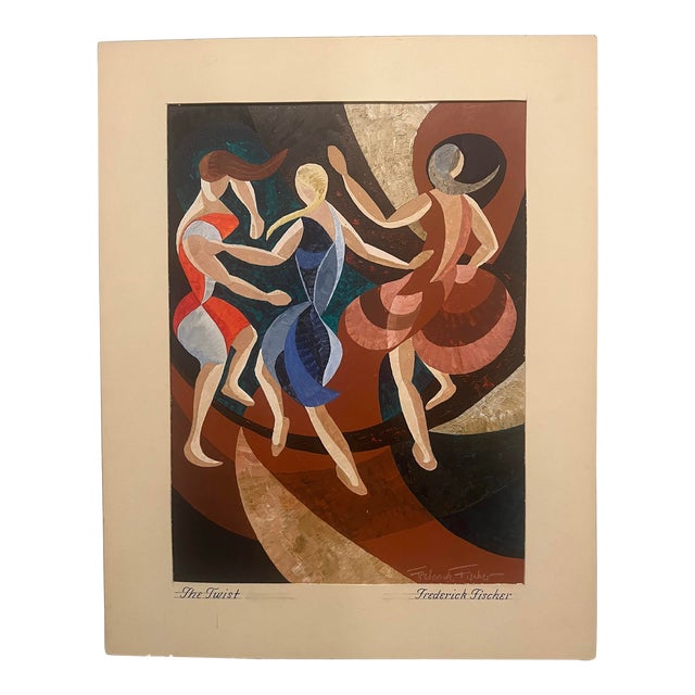 1965, “The Twist,” Abstract Acrylic & Casein Painting on Illustrator Board, Signed For Sale