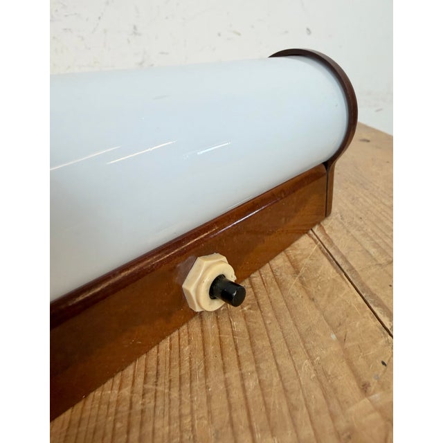 Industrial Brown Bakelite Wall Light with Milk Glass Shade from Elektrosvit, 1950s For Sale - Image 4 of 14