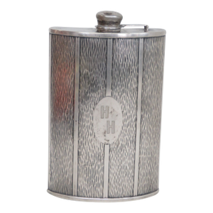 Evans Early 1900s Monogrammed Whiskey Hip Flask Evans Nickel Silver 4714b
