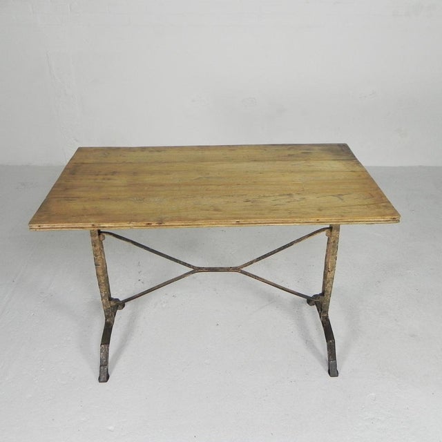 1930s Art Deco Bistro Table with Oak Top on Cast Iron Table, 1930s For Sale - Image 5 of 18