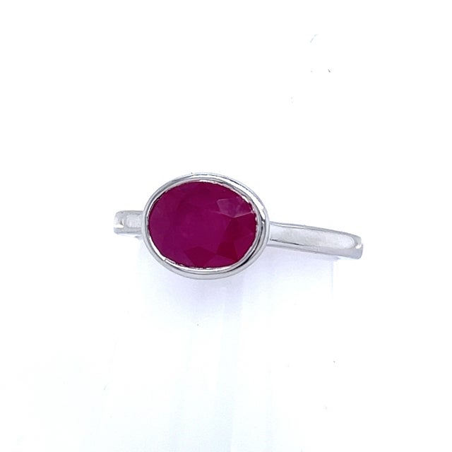 Natural Ruby Ring 6.5 14k White Gold 2.38 TCW Certified For Sale In New York - Image 6 of 16