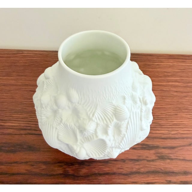 Vintage German Shell Vase in Bisque Porcelain from AK Kaiser, 1970s, in Very Good conditions. Designed 1970 to 1979 This...
