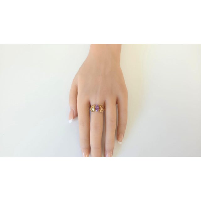 Antique 14k Yellow and Rose Gold Amethyst Sweetheart Ring, Circa 1890–1910, Size 10 For Sale - Image 12 of 17