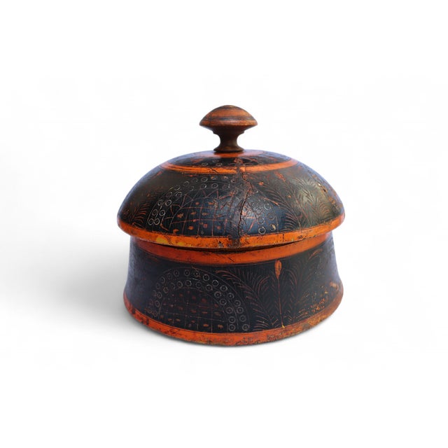 Handpainted Wooden Lacquerware Spice Box, 1950s For Sale - Image 10 of 10