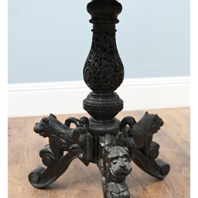Wood Carved Burmese Side Table Harwood Mayanmar Burma Colonial Furniture For Sale - Image 7 of 10