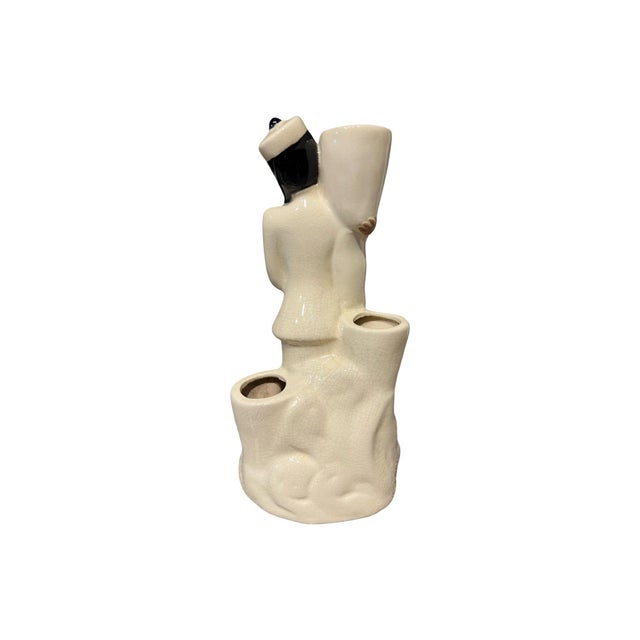 Vintage Mid Century Modern 1950s Asian Figurine Planter Vase California Pottery Ho Jai For Sale - Image 4 of 7