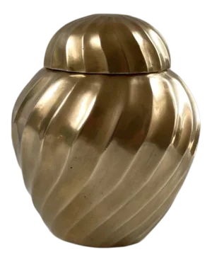 Vintage Mini Brass Swirl Ginger Jar W/Lid