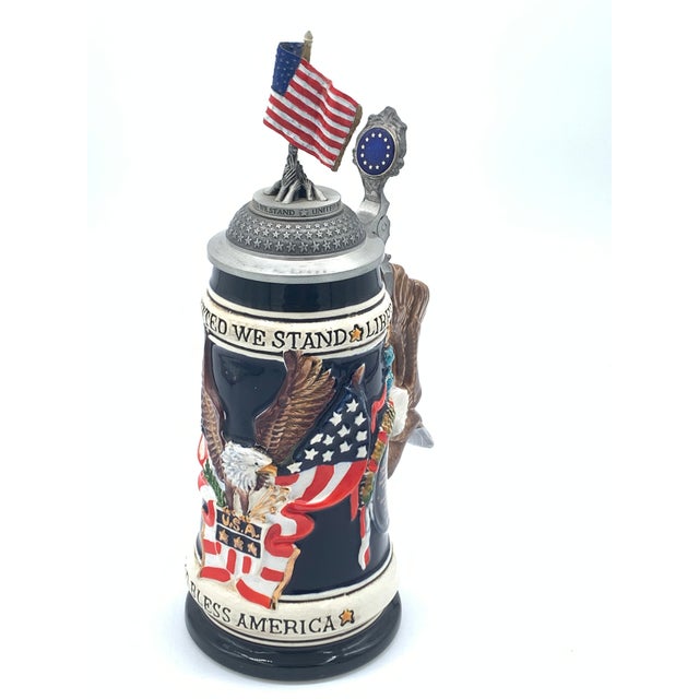 Westerwald Stars and Stripes Beer Stein Rare For Sale - Image 9 of 9