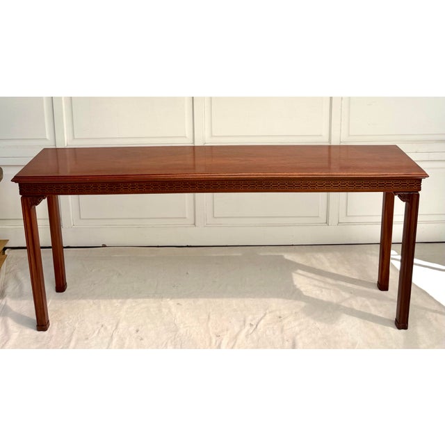 Chippendale Mid-Century Chinese Chippendale Style Mahogany Console Table For Sale - Image 3 of 11