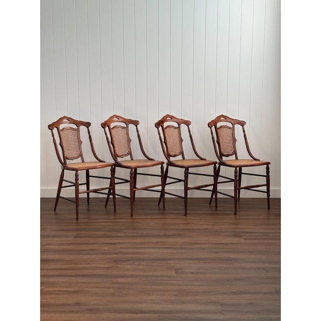Antique Victorian French Cane Dining Chairs, Set of 4 For Sale - Image 12 of 18