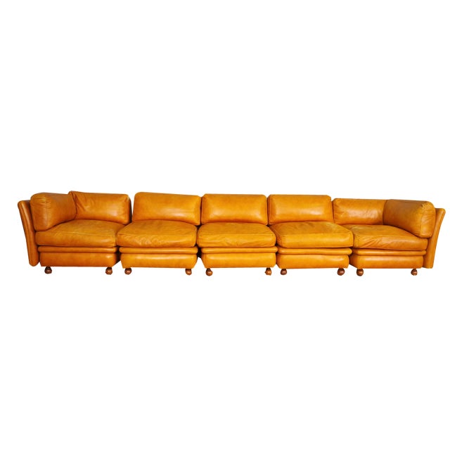 Modular Frau Sofa in Leather, 1970, Set of 5 For Sale