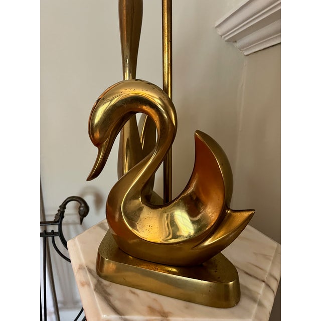 Mid 20th Century Italian Brass Swan Table Lamp For Sale - Image 5 of 11
