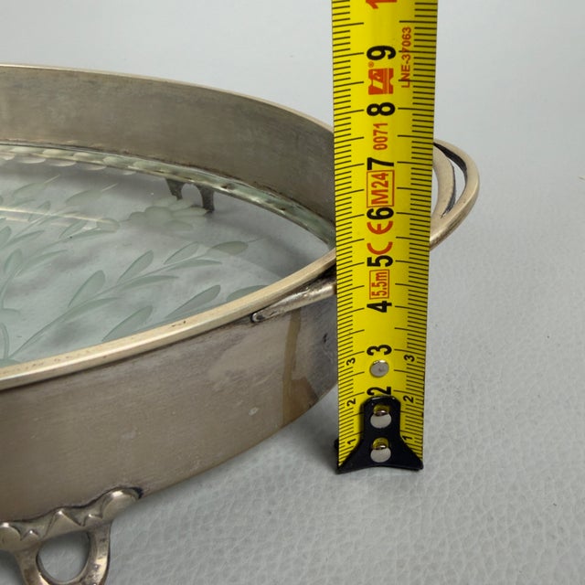Oval Tray in 800 Silver and Satin Crystal For Sale - Image 14 of 15