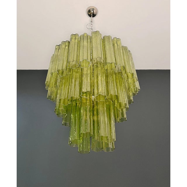 Glass Mid-Century Modern Murano Glass Three-Tier Tube Chandelier, 1990s For Sale - Image 7 of 15